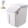 FURN ASPIRE Rice Storage Container,Large Rice Dispenser Airtight Food Rice Bin Household Sealed Cereal Grain Organizer With Lids For Storing Rice,Flour,Dry Food &More (15Kg,Container,Plastic),White