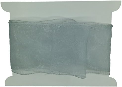 1 Metre x 60mm Silver Sheer Organza Ribbon, Wired Edged