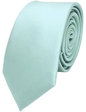 schmale TigerTie Satin Krawatte in mint blassmint grün einfarbig - Binder Schlips Tie Polyester