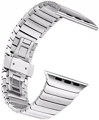 42 mm Stainless Steel Replacement Watch Band Strap Watch Solenoid Bracelet Strap Watch Band for Apple Series 1/2, Silver