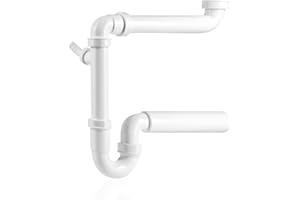 kör4u Raumsparsiphon 1 1/2 Zoll x 50mm, weiß, aus Kunststoff, mit Geruchsverschluss, für Spülbecken, Küche