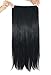 MapofBeauty 23" Long Straight Clip in Hair Extensions Hairpieces (Black)