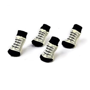 Runfon 4pcs Calcetines de Perro Antideslizantes Calcetines Calientes para Animales de compagnie-25 * 60 MM