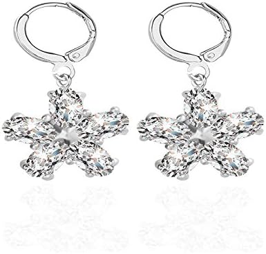 Dana Carrie Simple ear clip style earrings zircon flower claw earrings pendants ear screws silver