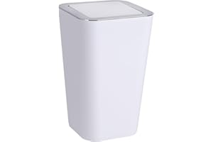 Wenko 22466100 Candy - Papelera con Tapa basculante de ABS Blanco/Cromo, 17.5 x 17.5 x 28 cm