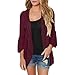 Produktbild OverDose Damen Sommer Herbst Freizeit Oberteile Bluse Frauen Casual Solid Lace Langarm Chiffon Cardigan Lose Kimono Bluse Tops(Wine ,XXL)