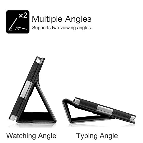 Fintie Medion Lifetab P8311 / P8312 / P8313 / P8314 / S8312 / S8311 Hülle Case – Folio Kunstleder Schutzhülle Tasche Cover Etui mit Ständerfunktion und Stylus-Halterung für MEDION LIFETAB P8311 (MD 99443) P8312 (MD 99334) / P8313 / P8314 (MD 99612) / S8312 (MD 98989) / S8311 (MD 98983) Tablet-PC (8 Zoll), Schwarz - 5