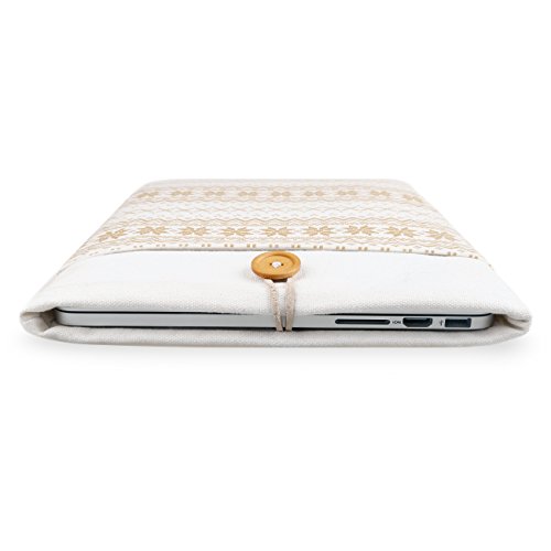 Inateck 13,3 Zoll Macbook Air/ Pro Retina Canvas-Gewebe Sleeve Hülle, Bohemia Laptop Tasche mit Stickmuster speziell für 13,3 Zoll Apple Macbook Pro Retina / Macbook Air, die meisten 11-Zoll-Ultrabook Netbook [Größe: 13,3-Zoll, Simple White] - 3