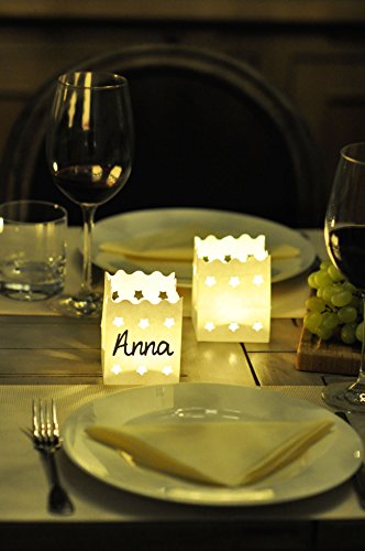 LUMINARIA 8528500 Lichtertüte Tischdeko Platzkarte – 10er Set, Windlicht, Papier, 7.5 x 9.5 x 7.5 cm, Weiß - 2