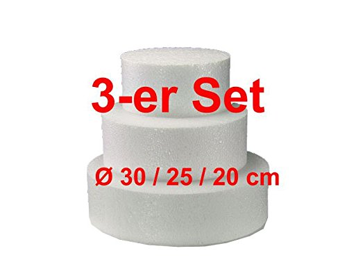 EPS-Zuschnitte rund, 3-er Set, Ø 30 / 25 / 20 cm, Styropor