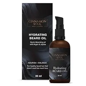 Cinnamon Soul Hydrating Beard growth oil for Men for patchy rough dry beard | stop dry flaky itchy skin | non- sticky fast absorbing smells amazing | suitable for acne prone skin | natural