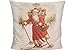 Produktbild Kissenhülle 40 x 40 cm Weihnachten ADVENT NOSTALGIE Beige Weihnachtsmann auf Ski Kissenbezug altmodisch