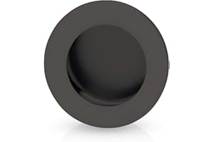 Gedotec Schiebetür Griff Muschelgriff versenkt | LADY BLACK | 1 Stück Griffmuschel Schiebetür Schwarz matt | Griffschale rund Ø 60 mm | Schiebetürbeschlag zum Einlassen | Möbelgriff Griffmulde