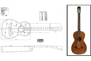 AUST LUTHIERS SUPPLIES Plan d'une guitare acoustique vintage de style Martin (Parlor) – Impression pleine échelle