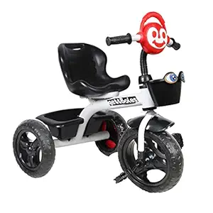 GettBoles Tindy Cartoon Shape Musical Kids Tricycle with Curved Seat, Front & Back Basket, Seatbelt Cycle Suitable for Children of Age 2 to 4 Years (Red)