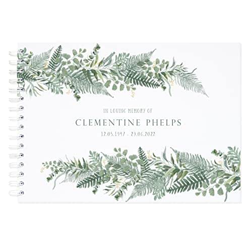 Book of remembrance for funerals with green ferns Funeral guest book