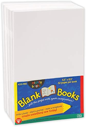 HyglossBlank Books 5.5 x 8.5 Inches - 10 Pack – White Paperback for Drawing & Writing – Empty Books for Journaling, Sketching or Arts & Craft