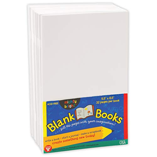 HyglossBlank Books 5.5 x 8.5 Inches - 10 Pack – White Paperback for Drawing & Writing – Empty Books for Journaling, Sketching or Arts & Craft