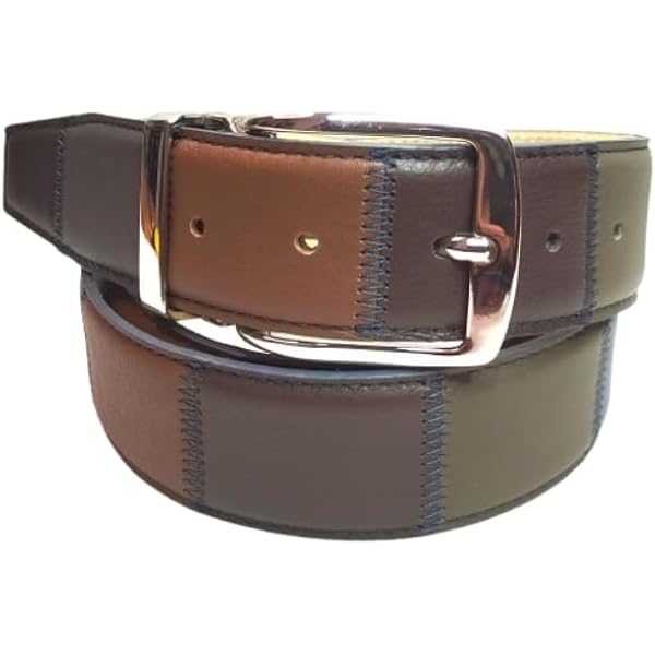 Conte Massimo Cintura Uomo In Vera Pelle Con Cuciture, Accorciabile alta 3 cm Colore Blu Scuro Dimensione 120 cm