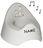 Töpfchen / Nachttopf – mit Musik / Sound – groß – mit großer Lehne + Spritzschutz – “ Zebra “ – grau – Babytöpfchen / Kindertopf / Lerntöpfchen – Toilettentrainer Klositz WC Sitz Toilettensitz Babytopf Rückenlehne – für Kinder Mädchen Jungen – Melody - 3