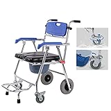 Fauteuil Roulant médical de Toilette en Aluminium, Chaise percée Pliant avec Freins à roulettes, 3-en-1 Robuste 500 Livres, sûrs et Confortables, antidérapants
