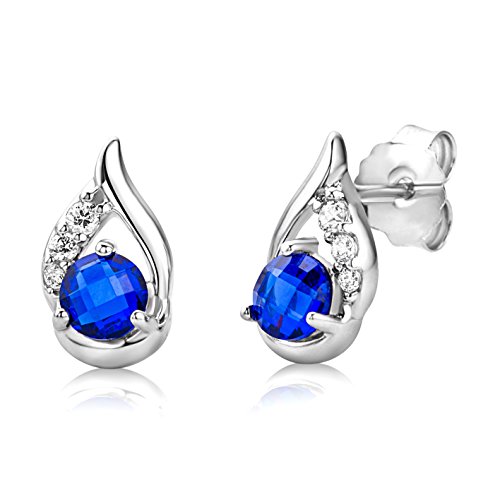 ByJoy Damen-Ohrstecker 925 Sterling- Silber Rundschliff Blau