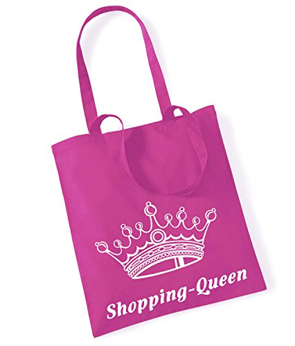 Baumwollbeutel TASCHE Bag - Shopping-Queen pink - witziger Spruch (lange Henkel)