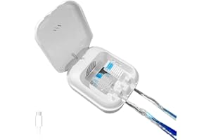 ELMWAY STB-037 Dual-Toothbrush UV Sanitizer Case for Couples by ELMWAY – Magnetic Wall-Mounted Holder & Travel Case with Fan and USB-C Heated Drying, Fits Two Electric or Manual Toothbrushes – White