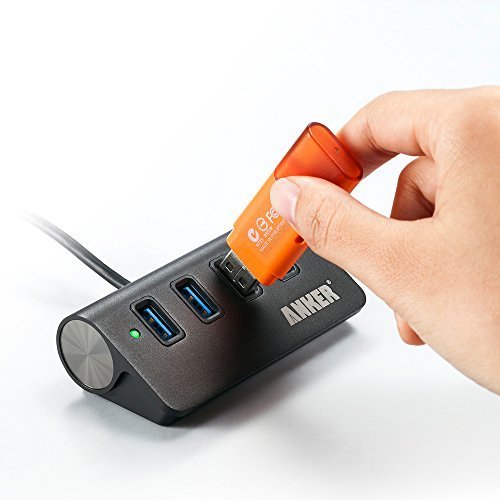 Anker Bus-Powered Mobiler USB 3.0 4-Port Hub, Aluminum Hub mit 0.6 m USB 3.0 Kabel designt für Apple MacBook, MacBook Air, MacBook Pro, MacMini, iMac, MacPro und PCs (Schwarz) - 4