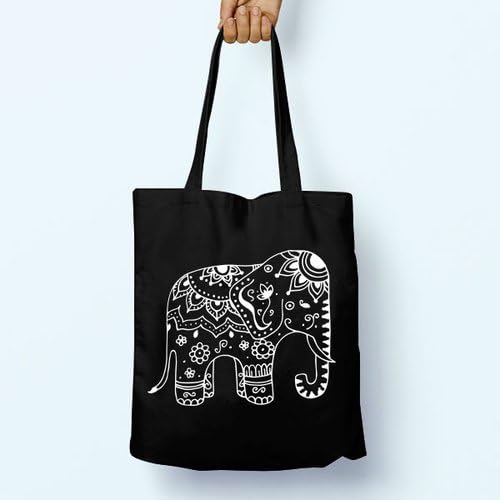 Tribal Elephant, Illustrated, Shoulder, Tote, Long Handles, Graphic, Cute, Tumblr, Hipster, Beach, Gym, Festival, School, Bag