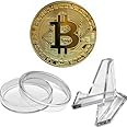 Quikprof Zinc Alloy BTC Bitcoin Coin with Stand and Cover, 40mm, 1 Pc