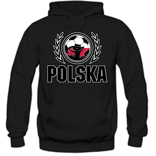 Polen EM 2016 #2 Hoody | Fußball | Bialo-Czerwoni | Herren | Trikot | Nationalmannschaft, Farbe:Schwarz (Black F421);Größe:S