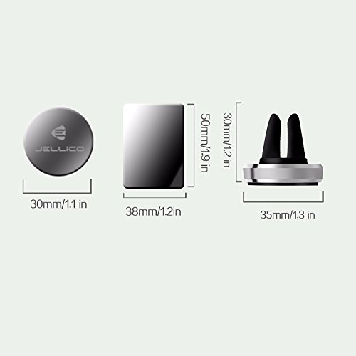 Jellico Supporto Magnetico Auto Universale bocchetta aria, Supporto in alluminio con rotazione di 360 Â° , Supporto da auto per iPhone 6/ 6 Plus/ Galaxy S6/S6 Edge e tutti gli altri smarphones/GPS...