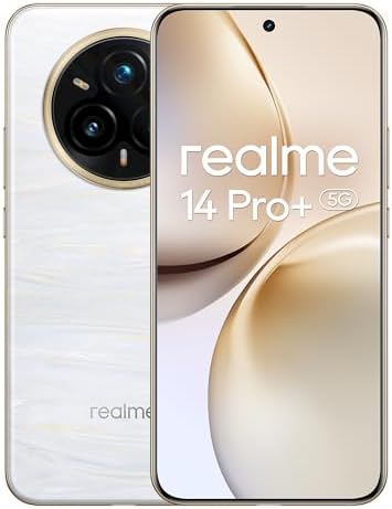 realme 14 Pro+ Smartphone 5G, bianco, fotocamera Sony OIS Periscopica 3X, design che cambia colore sensibile al freddo,batteria 5130 mAh,18GB(8+10expansione)+256GB,IP69,Nessun adattatore