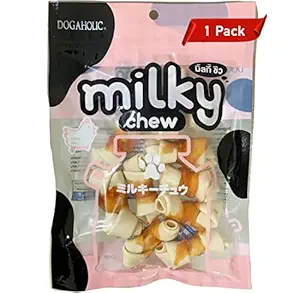 Dogaholic Dog Treats: Milky Chew Pet Treats by For The Fur Kids (Chicken Bone Style, 1 Pack)