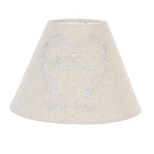 Clayre & Eef Lampenschirm mit Herz Bonheuer E27 Leinen Landhausstil Shabby Look