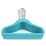 Songmics 20 Stück Kinder-Kleiderbügel mit Samt überzogen, 30 cm , 360 Grad drehbar, Antirutsch, Blau CRF20Q - 5