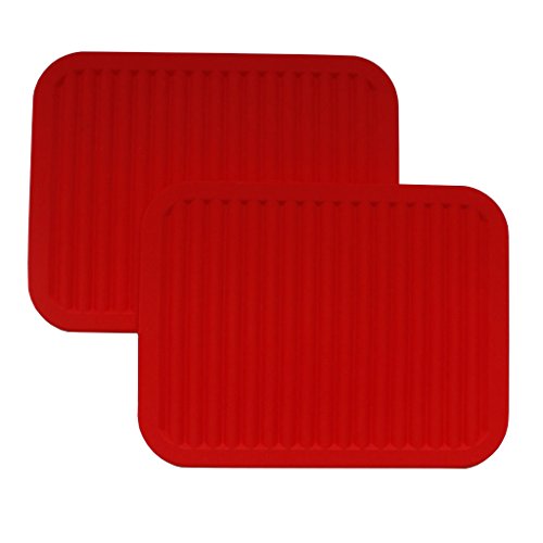 2er Packung Silikon-Untersetzer Topfhalter von Kurtzy – Küchen-Mehrzweckuntensil Untersetzer Pfannen Halter Löffelablage Marmeladenglasöffner Küchen-/Tisch-Untersetzer – hitzebeständig, dick & flexibel