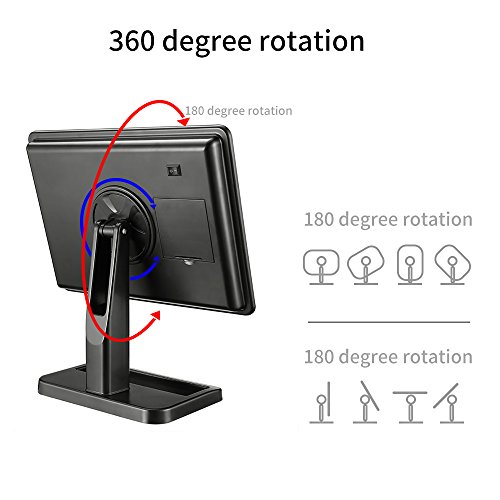 TFCFL Touchscreen LED Make-up Spiegel mit Lichter, 22 LED beleuchtete Vanity Kosmetik Spiegel mit abnehmbaren 10x Vergrößerungsspiegel für Tischplatte, Badezimmer, Schlafzimmer, Reisen, Rasieren, Schwarz - 5