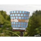 Handgefertiges Windlicht Tiffany blau Perlmutt 8 cm hoch