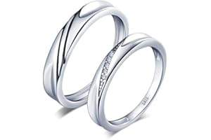 UNENDLICH U Infinite U Simple Wave de plata de ley 925 con circonita cúbica (Sólo hombre), anillo de compromiso, para aniversario. Tamaño: 15,40-20,02 mm