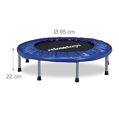 Relaxdays Trampolin faltbar, Indoor, Fitness H x B x T: 22 x 95 x 95 cm, Maximalbelastung 100 kg, blau-schwarz - 2