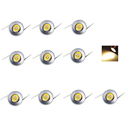OLEEP LED Recessed Ceiling Light Mini Spot Downlights Kit Fixture Cabinet Display Lamp,Warm White,230V,1W,10 Pack [Energy Class A+]
