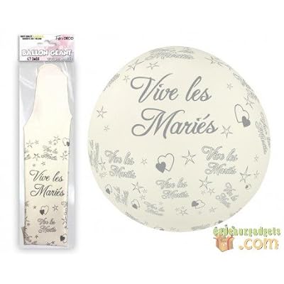 Générique Ballon géant Vive les mariés blanc