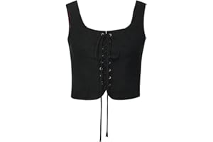 CAMDOM Chaleco renacentista con cordones para mujer, chaleco gótico steampunk, disfraz de cosplay