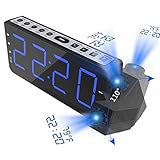 ¡Un buen día comienza temprano en la mañana! Comparado con los relojes de alarma tradicionales, el reloj de alarma de proyección tiene más funciones que incluyen proyección de tiempo y temperatura, alarmas triples, radio FM, etc. Abandone el teléfono tradicional y el reloj de alarma.