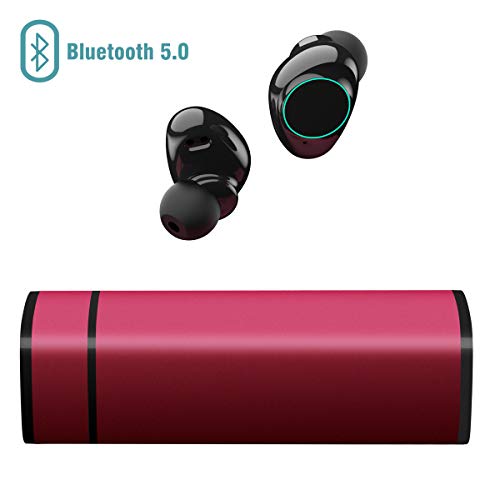 Muzili Auriculares Bluetooth, Inalámbrico Bluetooth Auriculares con Cancelación de Ruido Pantalla Táctil IP65 Auriculares con Micrófono para iPhone y Android con Portátil Caja de Carga (Red)