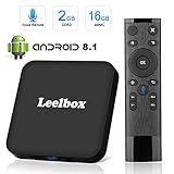 Android 8.1 TV Box, Leelbox Smart TV Box Quad Core 2GB RAM+16GB ROM, 4K*2K UHD H.265, HDMI, USB*2, WiFi Media Player, Android Set-Top Box con Voice Remote Control