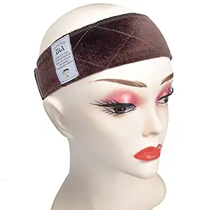 GEX Bhd Beauty Flexible Velvet Wig Grip Scarf Head Hair Band with Adjustable Fastern (Brown)