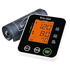 DR.ODIN Digital Blood Pressure Monitor 516 (CE & ISO Certified, FDA Approved, Intelligent Pressure, Automatic Shutdown, Large LCD with Yellow Backlight, USB Port, Memory 99 X 2, Black)